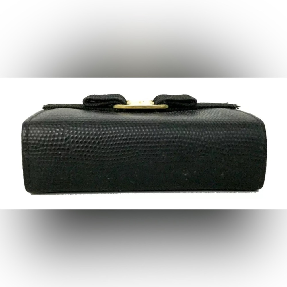 Authentic Salvatore Ferragamo Vara Ribbon Leather Cosmetic Pouch Bag Black - Picture 5 of 11